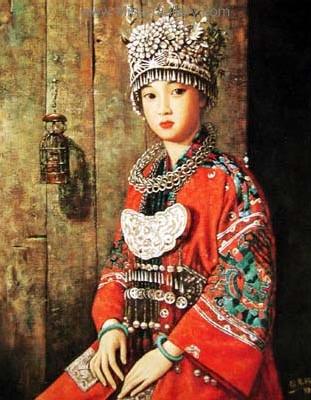 Traditional Chinese Ladies painting on canvas PRT0022