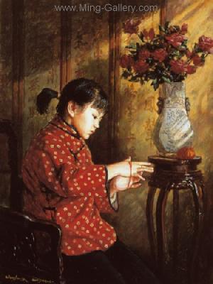 Traditional Chinese Ladies painting on canvas PRT0044