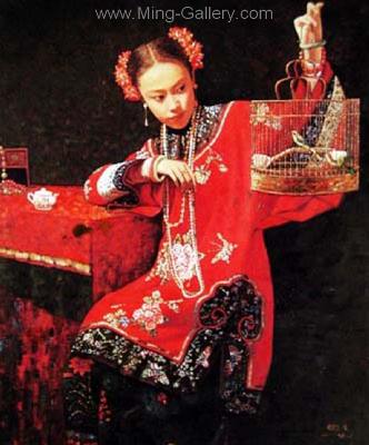 Traditional Chinese Ladies painting on canvas PRT0081