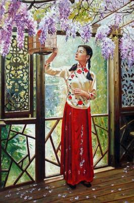 Traditional Chinese Ladies painting on canvas PRT0084