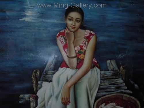 Traditional Chinese Ladies painting on canvas PRT0125