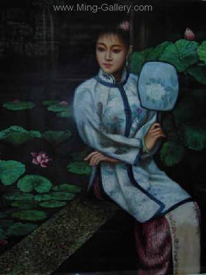 Traditional Chinese Ladies painting on canvas PRT0126