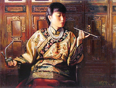 Traditional Chinese Ladies painting on canvas PRT0135