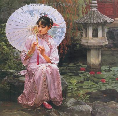 Traditional Chinese Ladies painting on canvas PRT0172