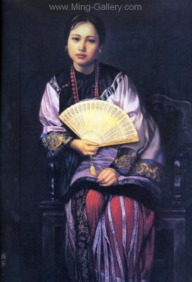 Traditional Chinese Ladies painting on canvas PRT0184