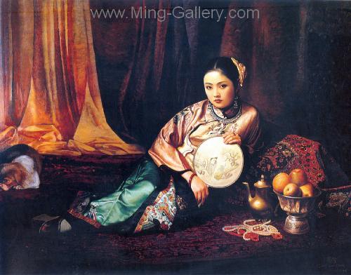 Traditional Chinese Ladies painting on canvas PRT0225