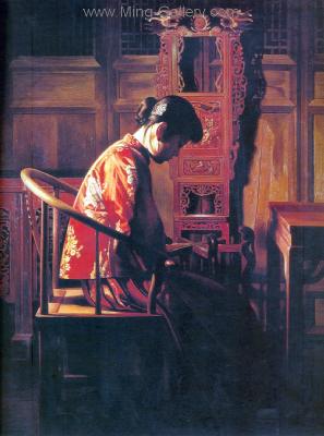 Traditional Chinese Ladies painting on canvas PRT0226