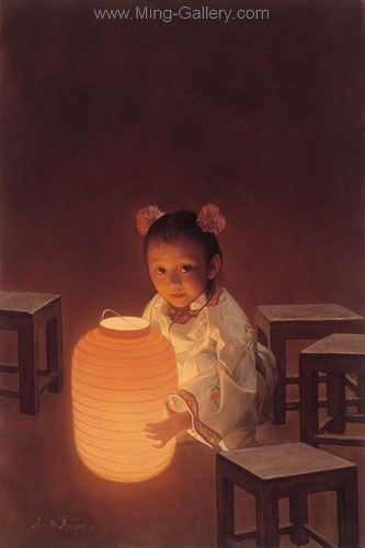 Chinese Lantern Ladies painting on canvas PRX0004