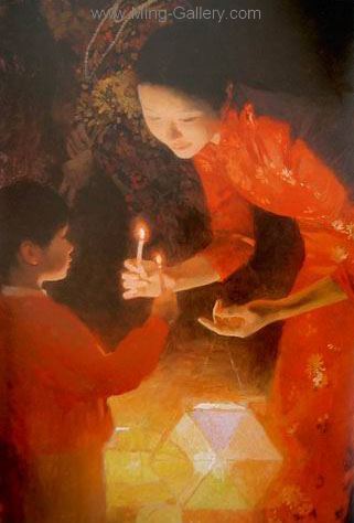 Chinese Lantern Ladies painting on canvas PRX0013
