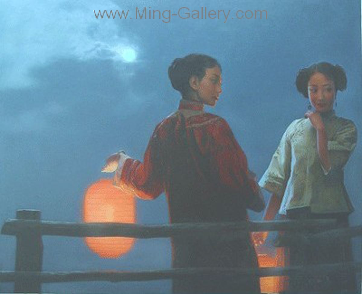 Chinese Lantern Ladies painting on canvas PRX0015