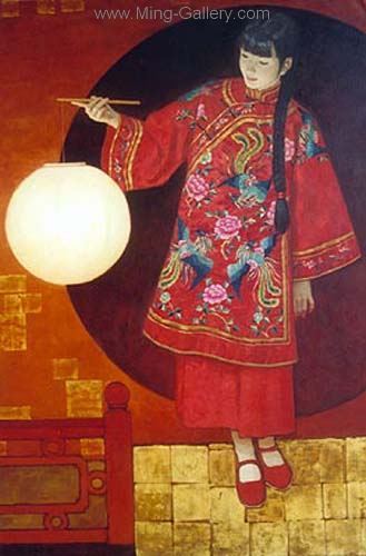 Chinese Lantern Ladies painting on canvas PRX0017