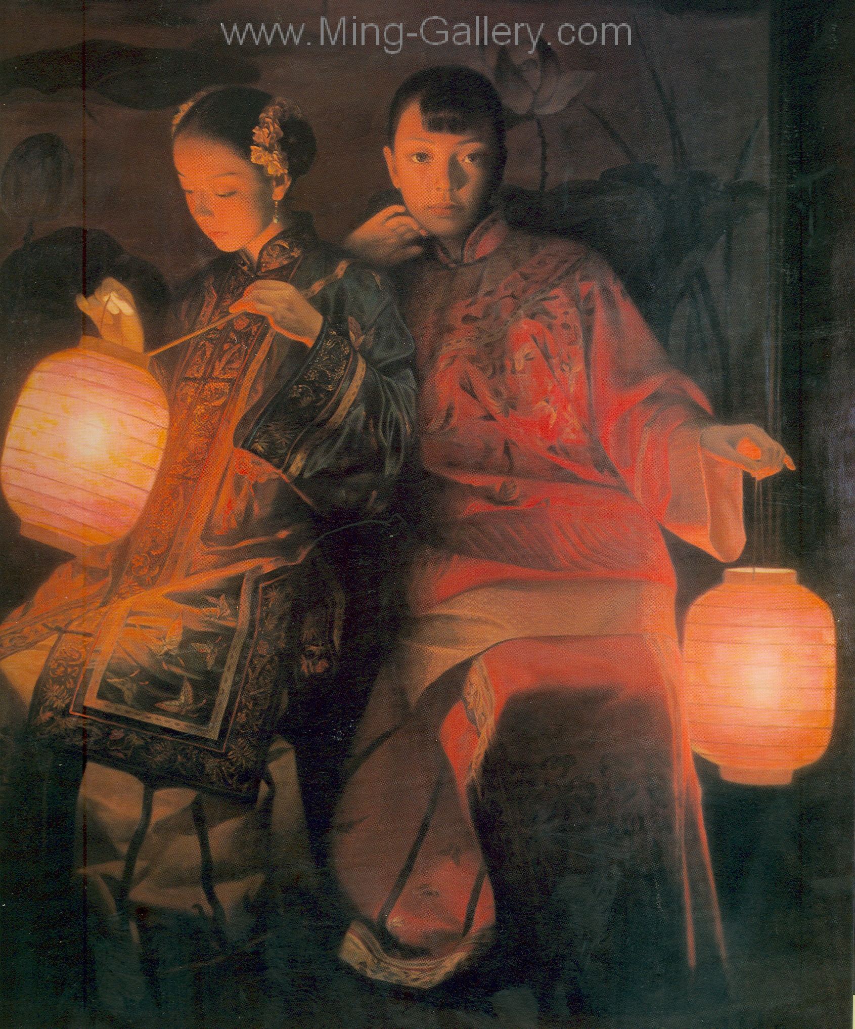 Chinese Lantern Ladies painting on canvas PRX0028