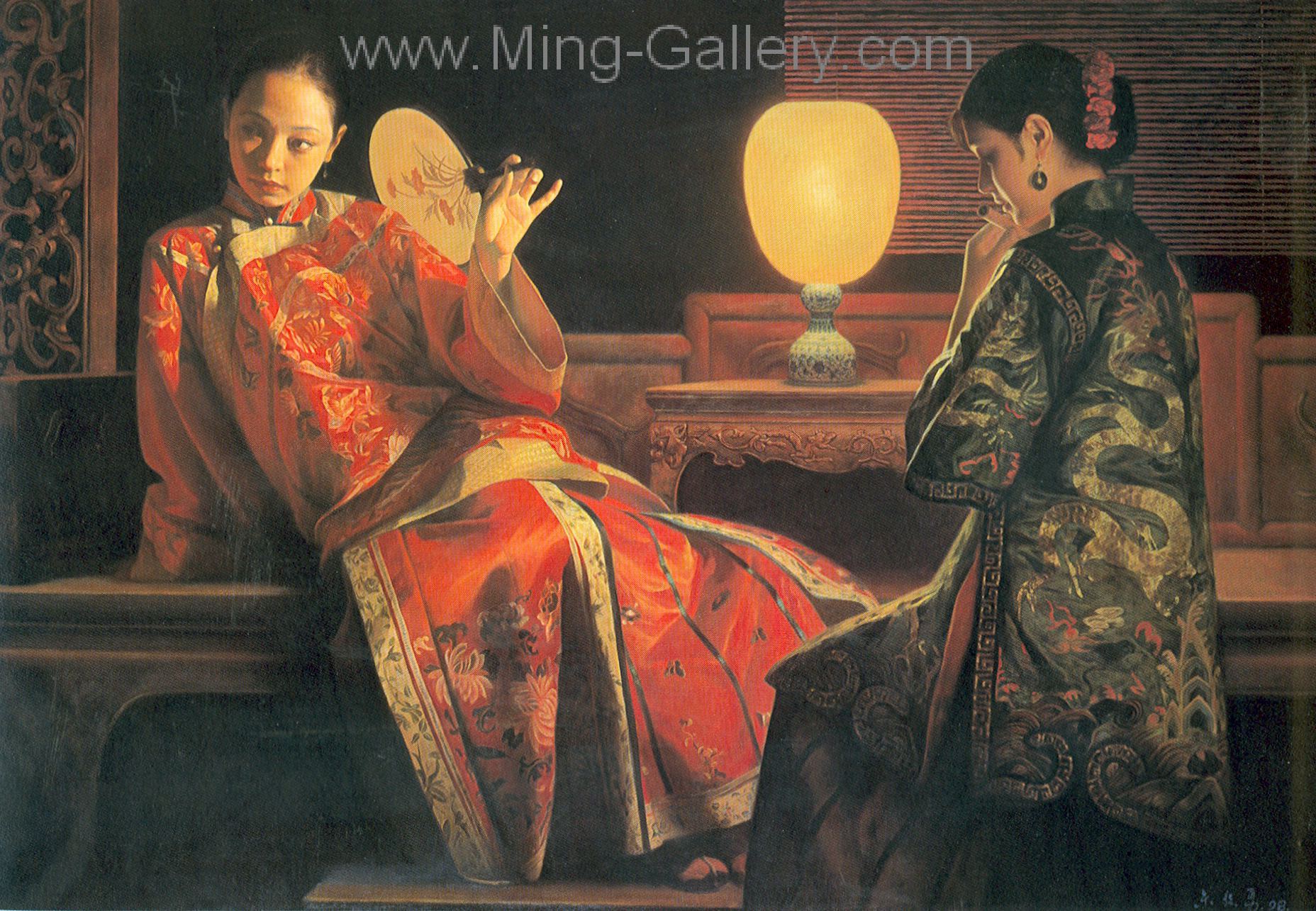 Chinese Lantern Ladies painting on canvas PRX0029