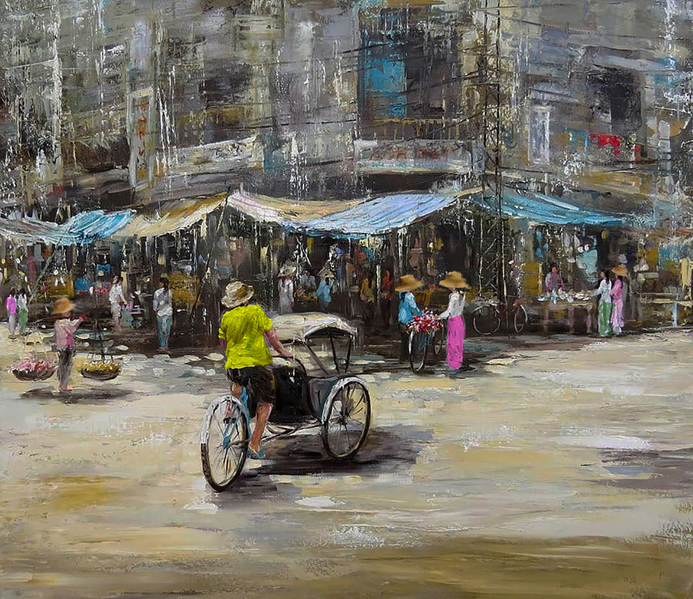 Bangkok Old Town Cityscape painting on canvas TBK0010
