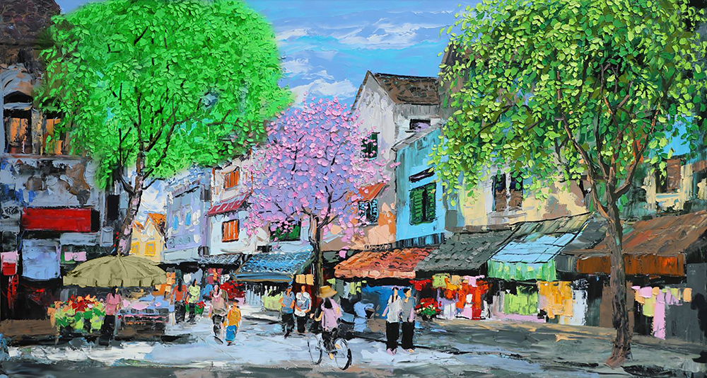 Bangkok Old Town Cityscape painting on canvas TBK0013