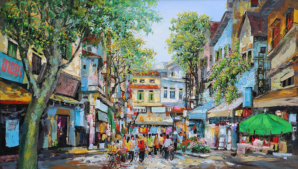Bangkok Old Town Cityscape painting on canvas TBK0014