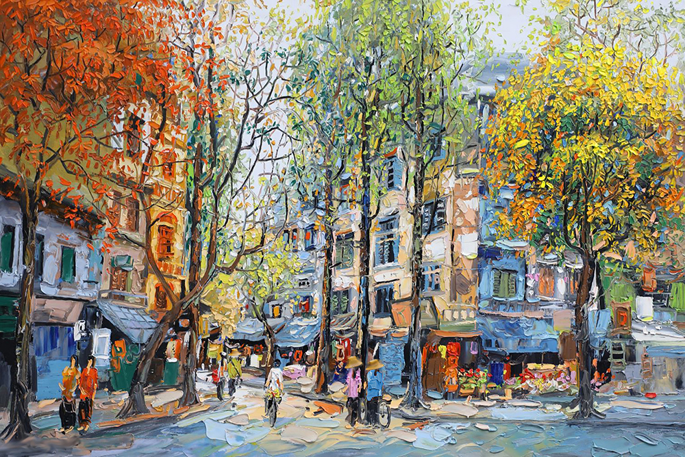 Bangkok Old Town Cityscape painting on canvas TBK0015