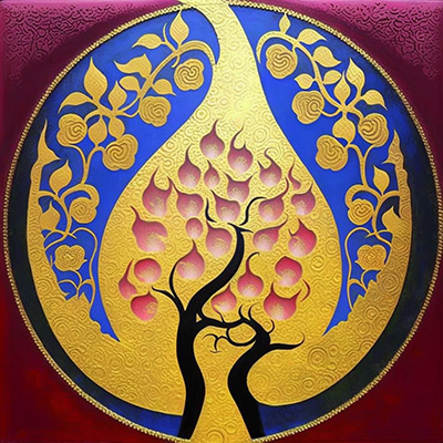 Thai Bodhi Tree painting on canvas TBO0001