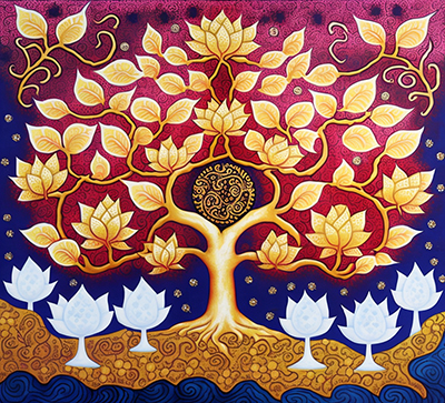 Thai Bodhi Tree painting on canvas TBO0010