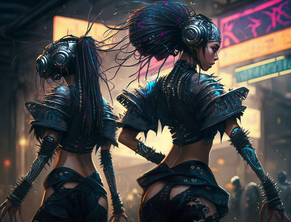 Thai Cyberpunk Dancers 3 painting on canvas TCY003