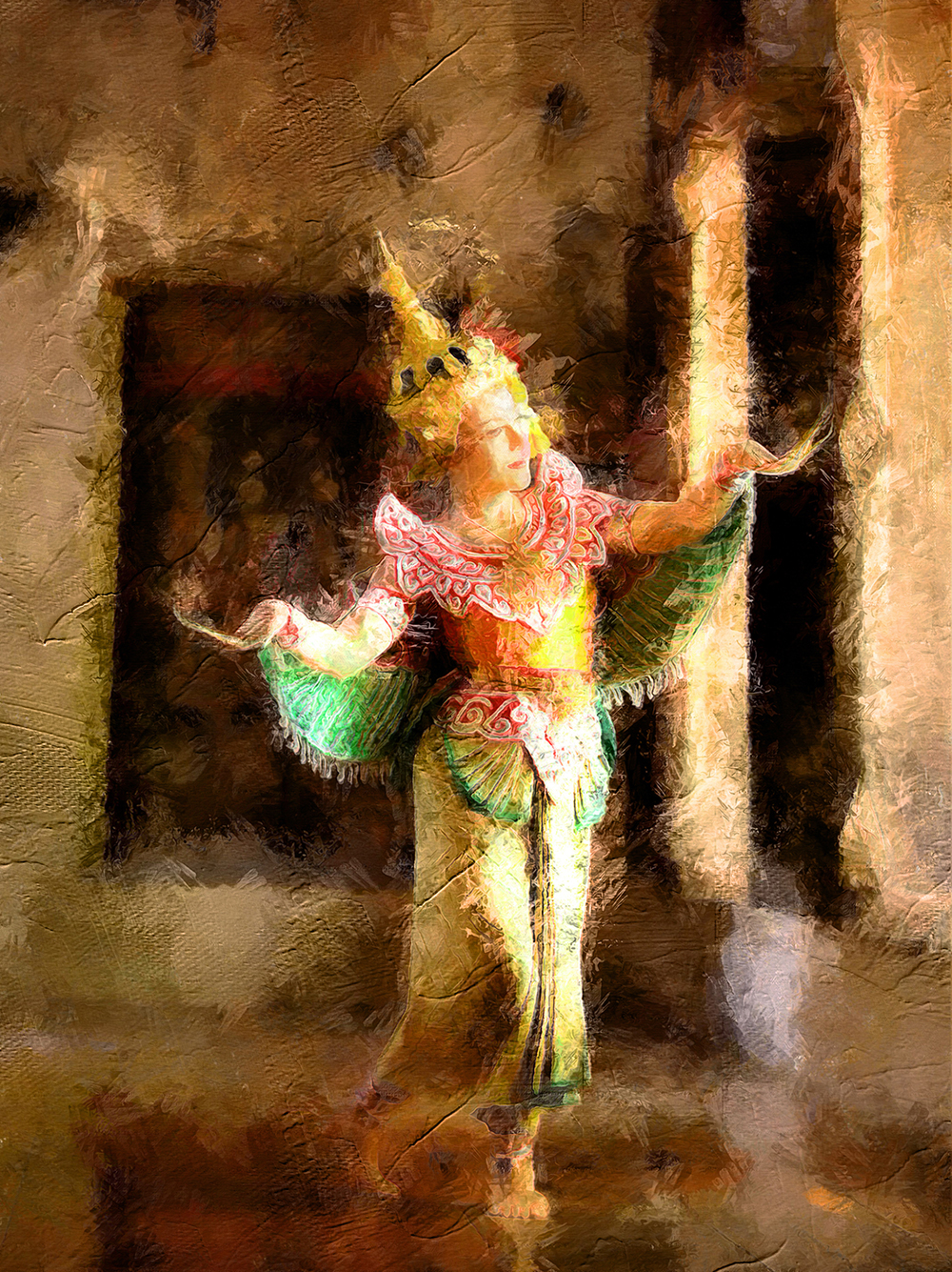 Thai Dancing Khon  painting on canvas TDM0008