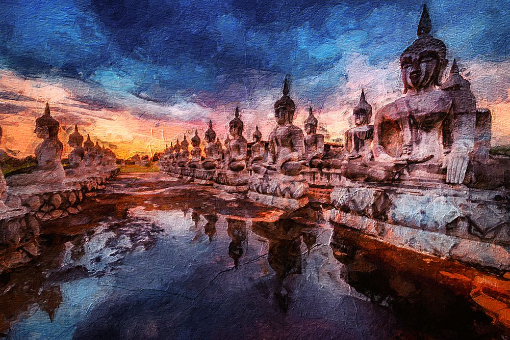 Thai Temples painting on canvas TEM0006