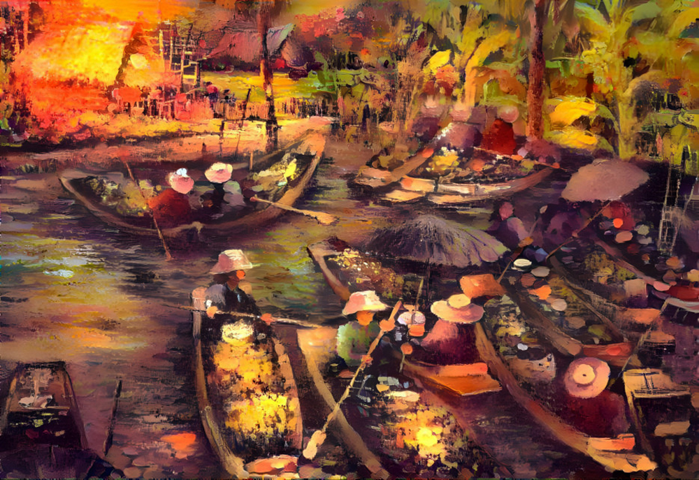 Thai Floating Market painting on canvas TFM0005