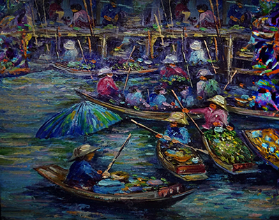 Thai Floating Market painting on canvas TFM0020