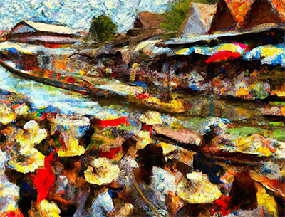Thai Floating Market painting on canvas TFM0023