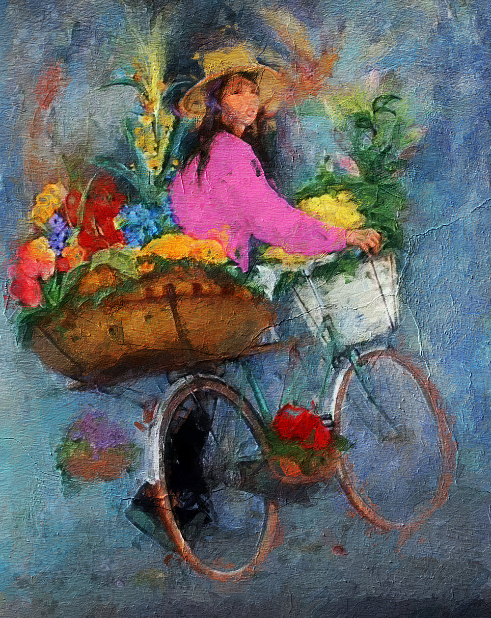 Thai Flower Sellers painting on canvas TFS0009