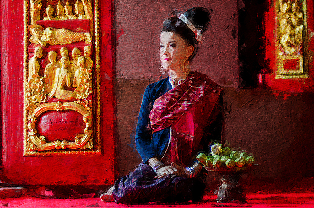 Thai Traditional Ladies painting on canvas TLM0008