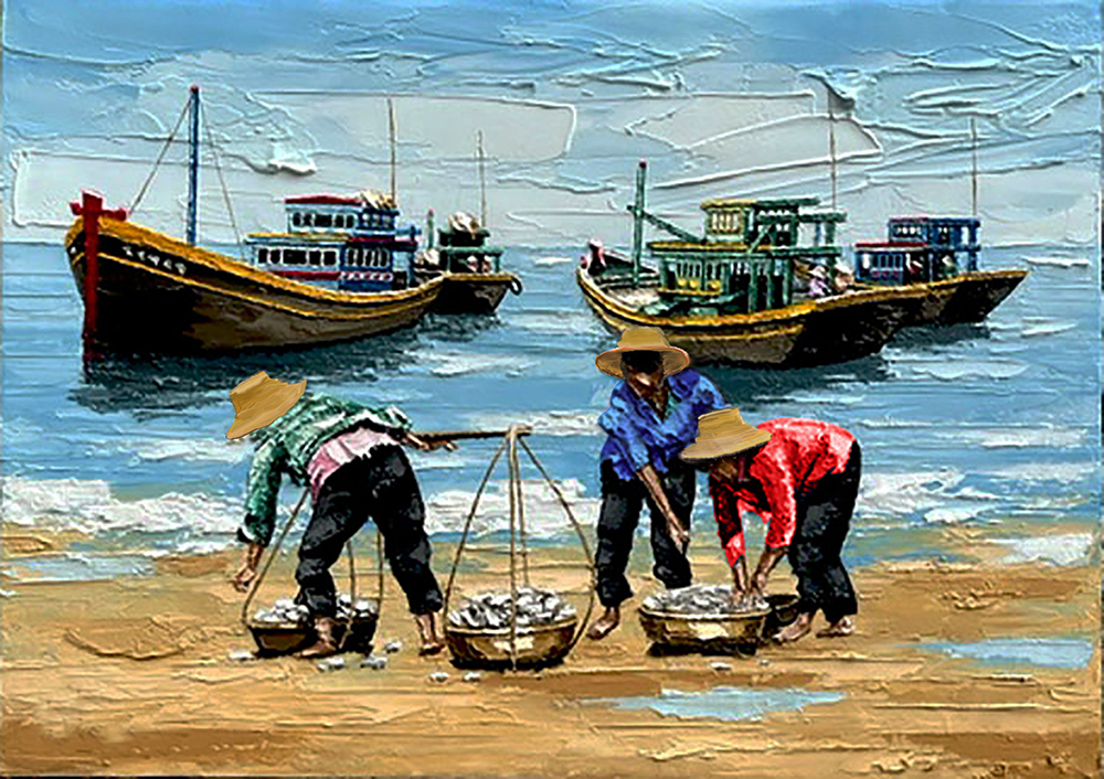 Thai Boats painting on canvas TMB0012