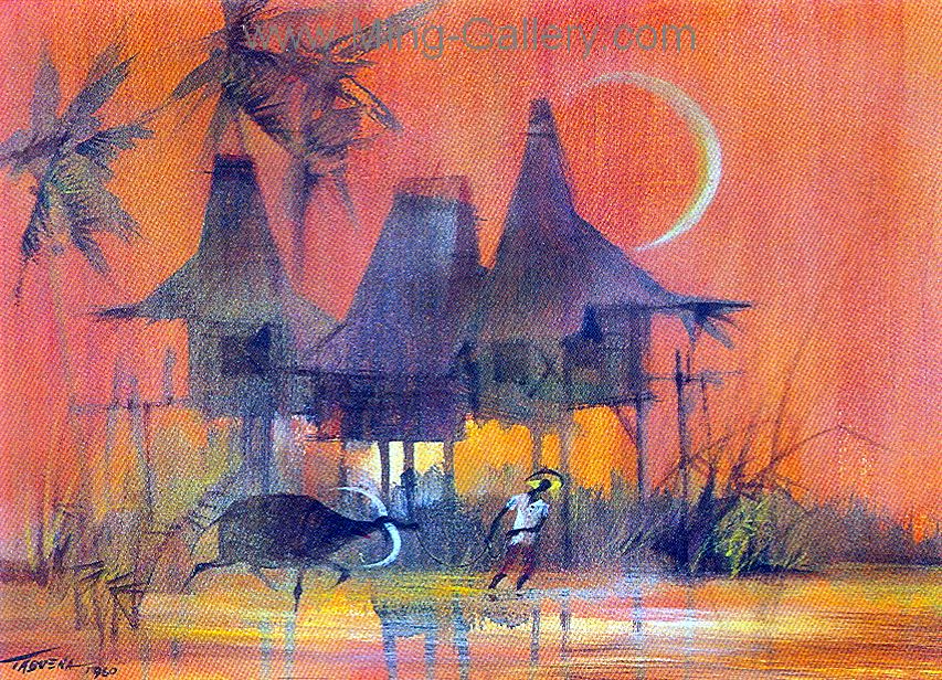 Thai Village painting on canvas TPM0004