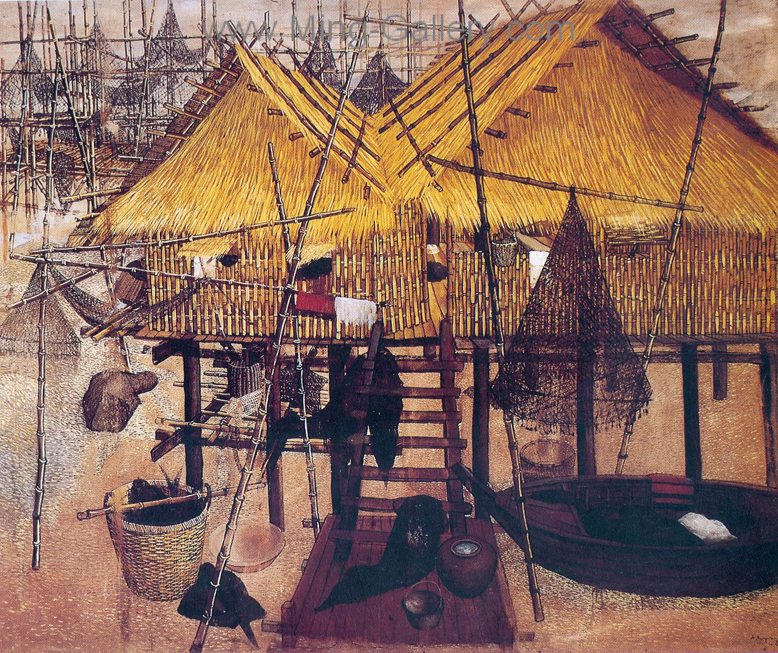 Thai Village painting on canvas TPM0009