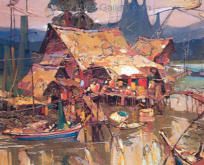 Thai Village painting on canvas TPM0010