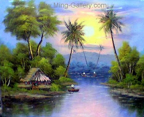 Thai Village painting on canvas TPM0015