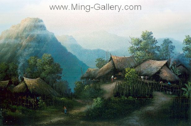 Thai Village painting on canvas TPM0019