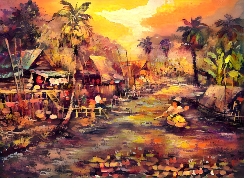 Thai Village painting on canvas TPM0021