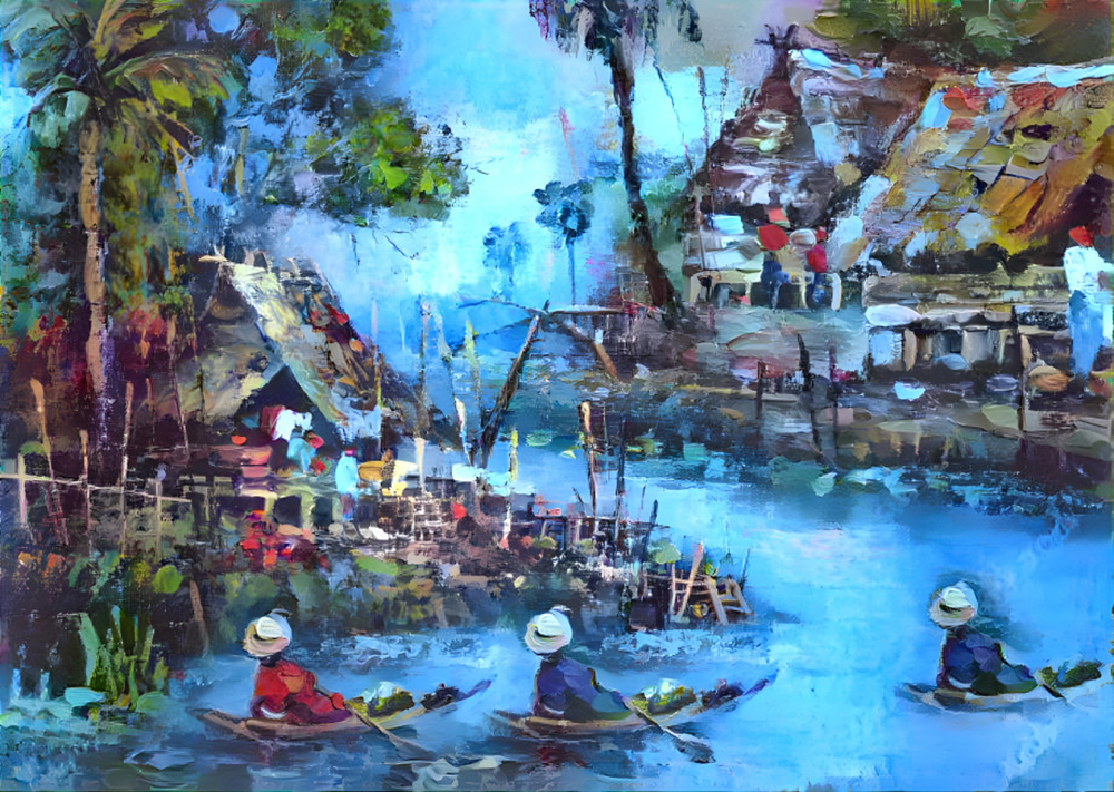 Thai Village painting on canvas TPM0023