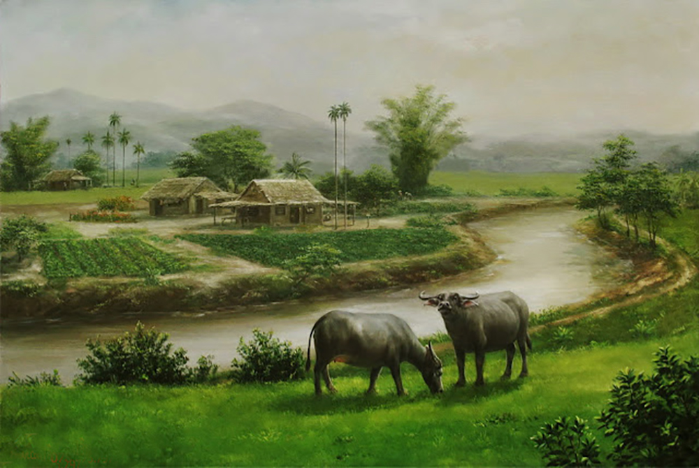 Thai Village painting on canvas TPM0025