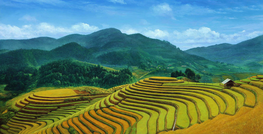 Thai Rice Fields painting on canvas TRM0011
