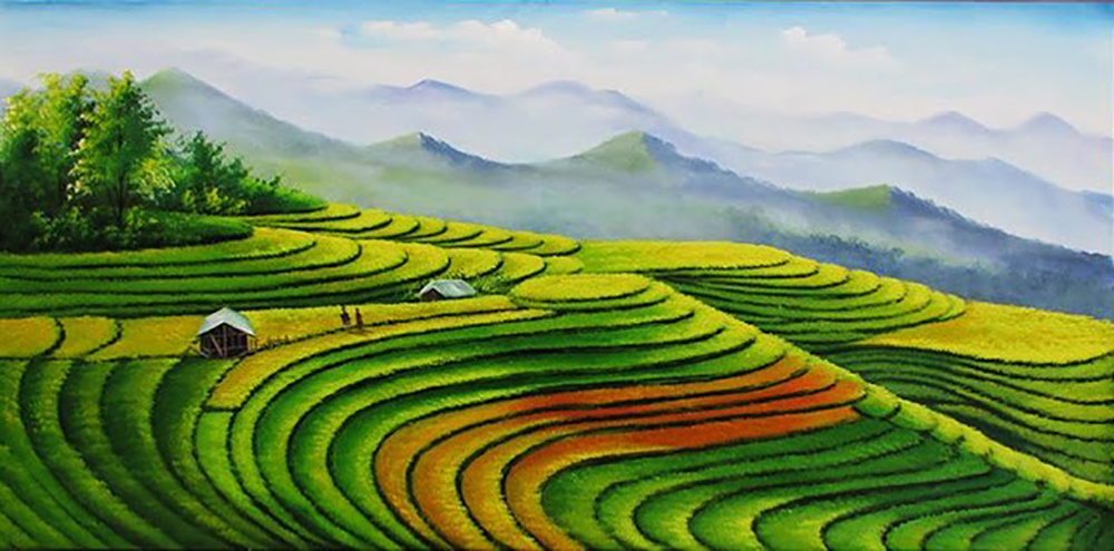 Thai Rice Fields painting on canvas TRM0012