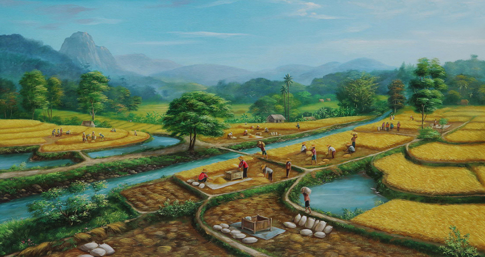 Thai Rice Fields painting on canvas TRM0013
