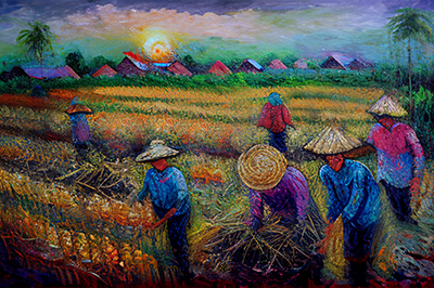 Thai Rice Fields painting on canvas TRM0021