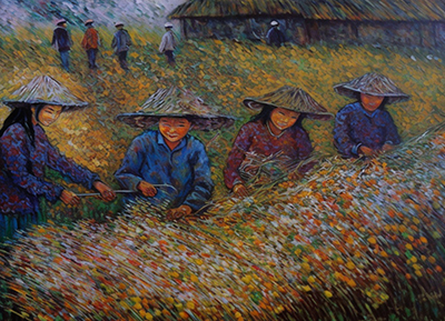 Thai Rice Fields painting on canvas TRM0022