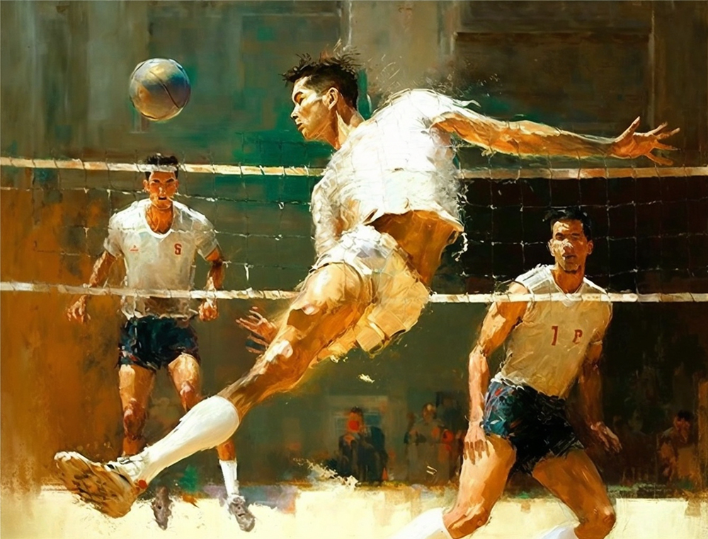 Thai Sports Sepak Takraw painting on canvas TSP003