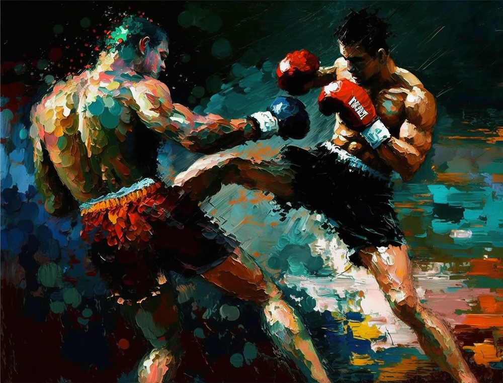 Thai Sports Kick Boxers painting on canvas TSP006