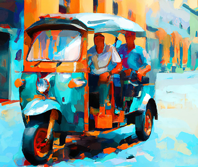 Thai Tuk Tuk painting on canvas TTT0010