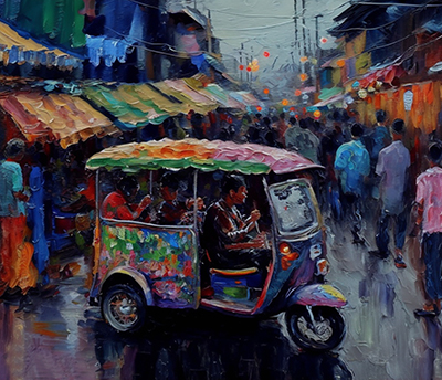 Thai Tuk Tuk painting on canvas TTT0017