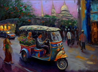 Thai Tuk Tuk painting on canvas TTT0018